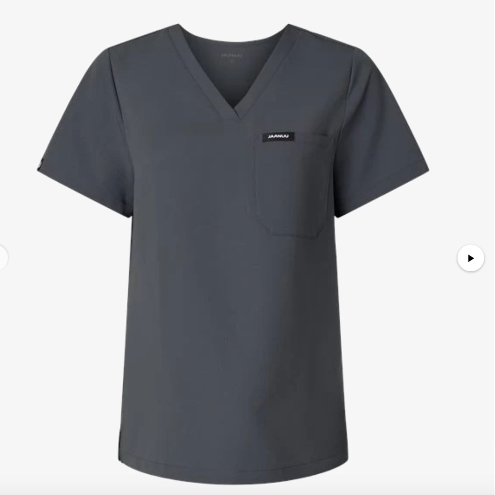 Jaanuu Women's Rhena Essential V-Neck Scrub Top Size M Carbon Gray